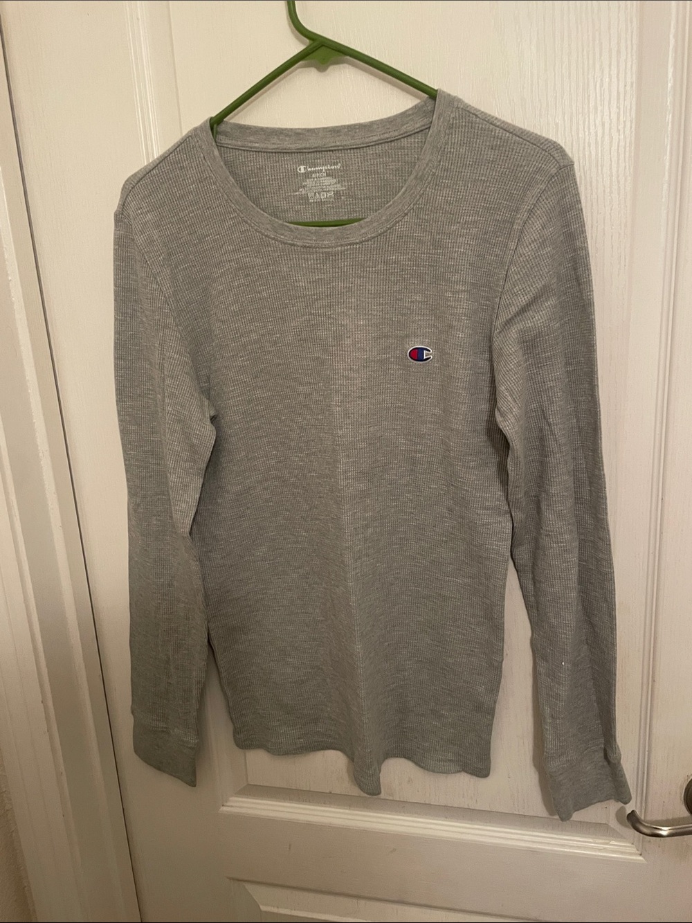 Champion Light Gray Ribbed Thermal Crewneck Sweater